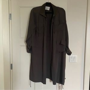 Babaton silk trench dress midi